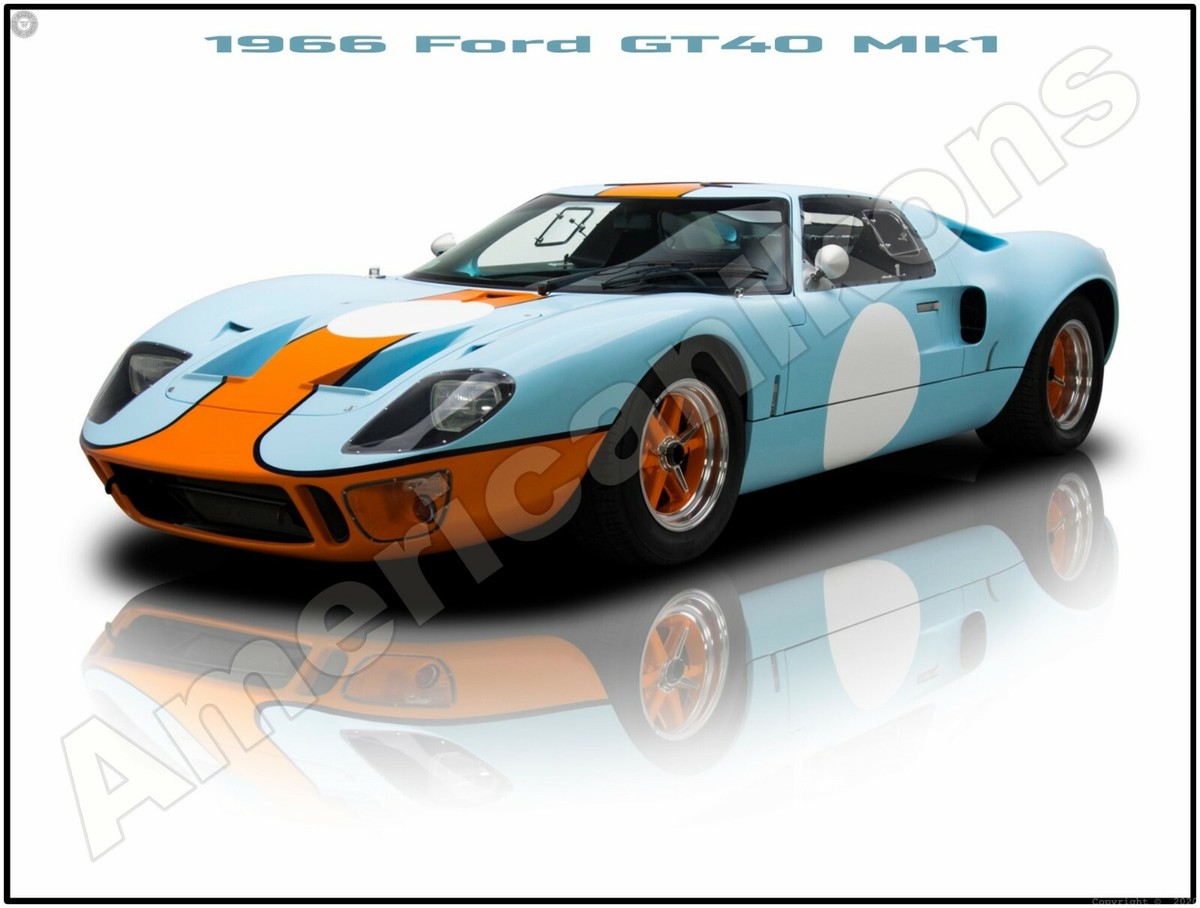 1966 Ford GT40 Mk 1 New Metal Sign: Pristine Restoration - Classic