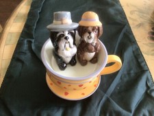 Bradford Exchange Golden Cu-teas Shih Tzu Salt Pepper Shakers & Charm Magnet