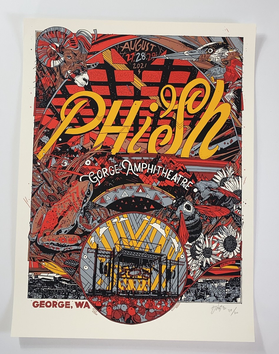 Phish Poster The Gorge 2021 Silkscreen Official X/800 SIGNED Tyler