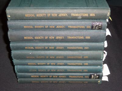 1892-1903 MEDICAL SOCIETY OF NEW JERSEY TRANSACTIONS VOLUME LOT OF 9 - KD 1421A
