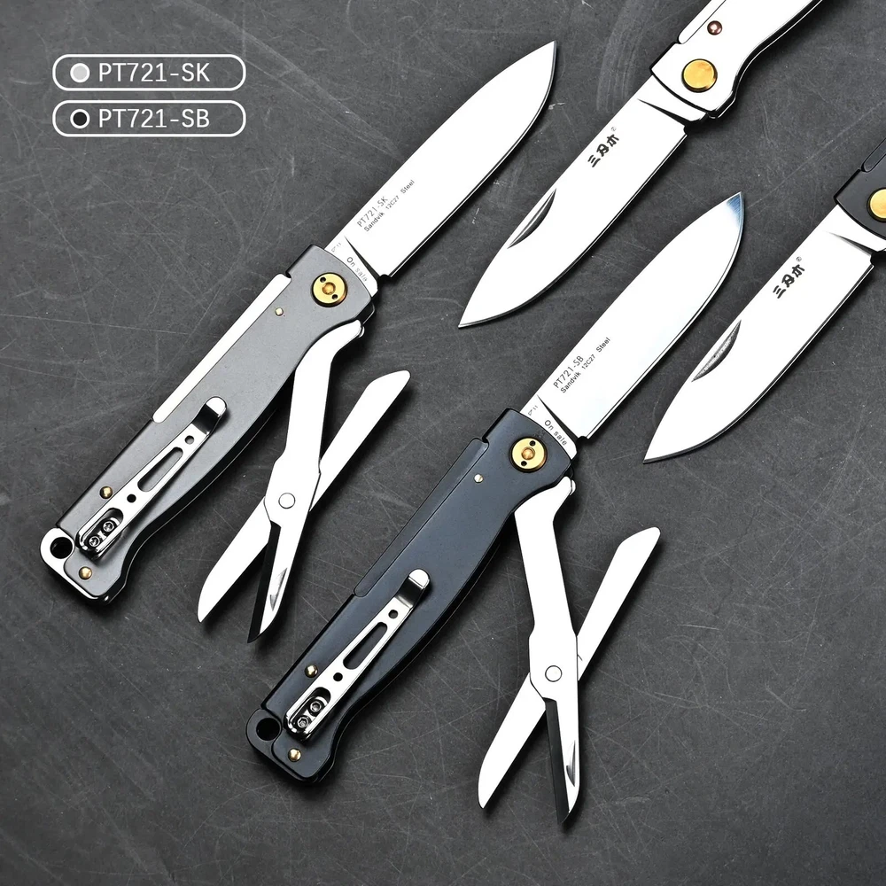 Multi-tool Folding Knife with Scissors for Hunting Camping Survival Tactical 12C27 Steel