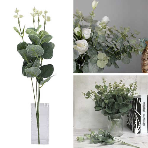 Reino Unido Hoja Falsa Artificial Eucalipto Verde Planta Seda Flores Nórdico Decoración del Hogar - Imagen 4 de 12