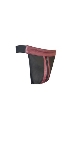 Men's Leather Jockstrap Black Genuine Natural Leather Zipper Jocks Very Soft B#6 - Picture 3 of 3