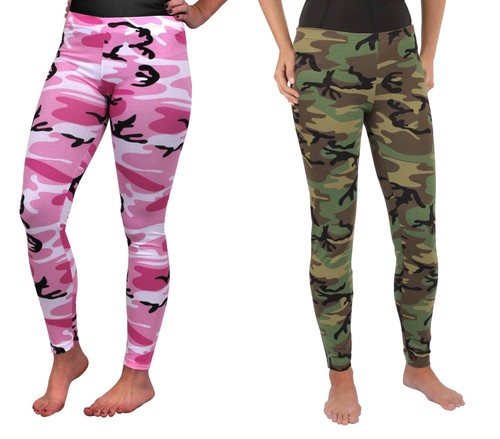 Ladies Pink or Woodland Camo LEGGINGS 