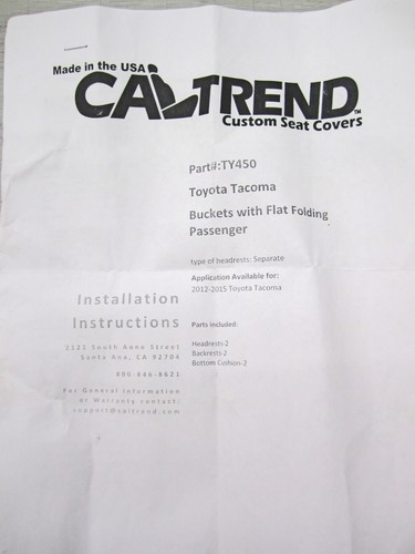 CalTrend Toyota Tacoma 2012-2015 Light Grey SportsTex Custom Front Seat Covers - Picture 7 of 7