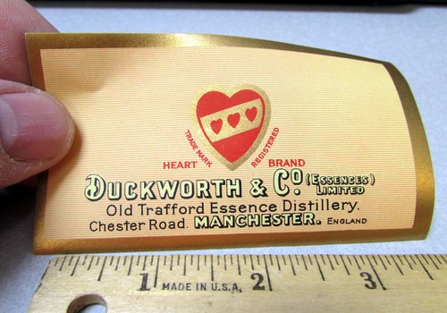 Vintage Original UNUSED Label, Duckworth & co Heart Brand, Manchester England - 第 1/1 張圖片