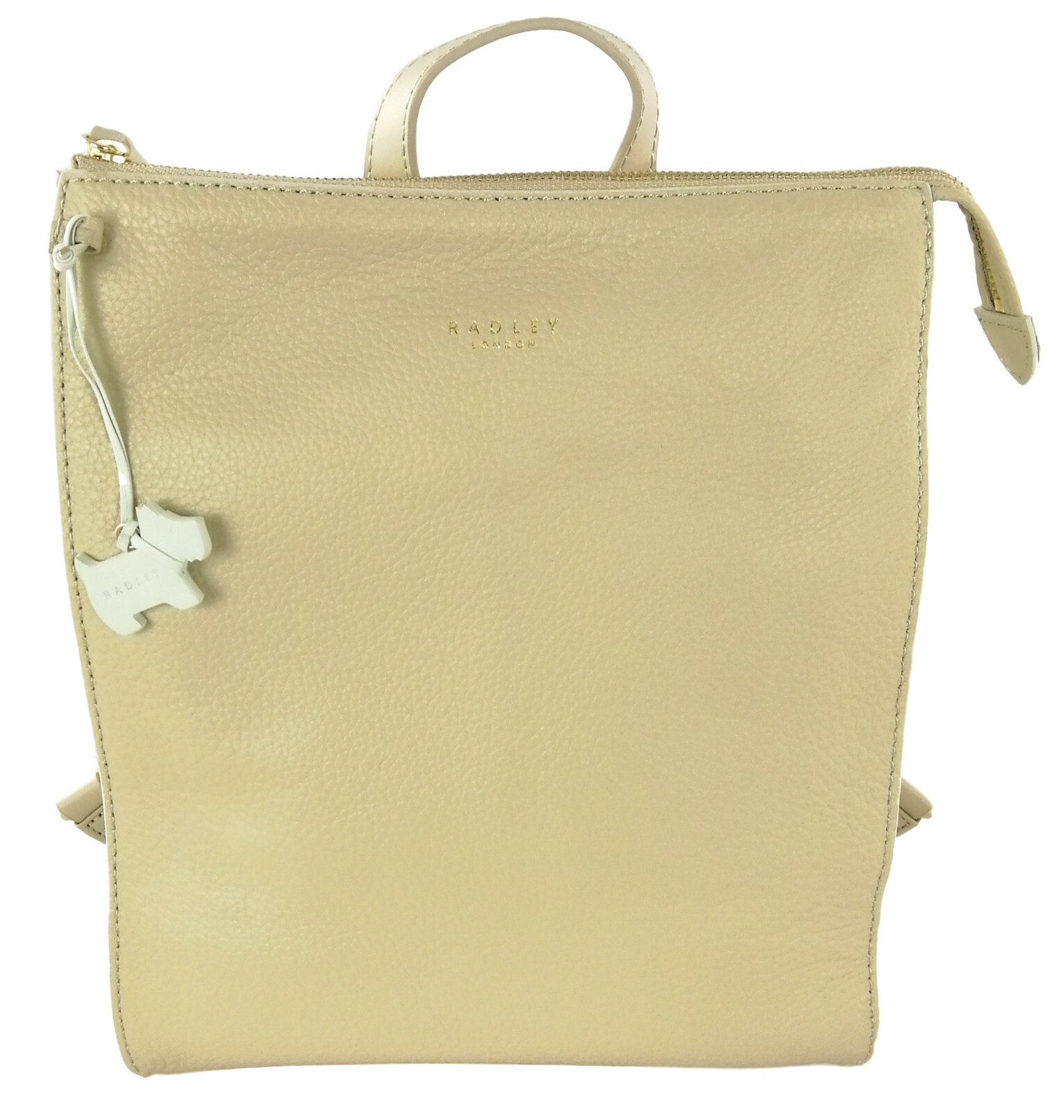 Radley Backpack Bag Beige Size Medium Top Zip Leather Natural Bourton RRP £209