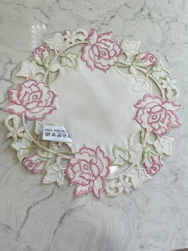 Tapetes Rosas Rosas Bordados Reutilizables Artesanías Boda Fiesta Nupcial ~ Lote de 18 - Imagen 3 de 4