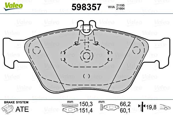 VALEO Disc Brake Pad Set Front For MERCEDES A208 C208 R170 S202 S210 24204420