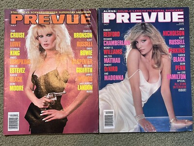 2 Vintage 1986 PREVUE Magazine Lot Sexy Ladies Covers! Movie Stars! All Celebs!!