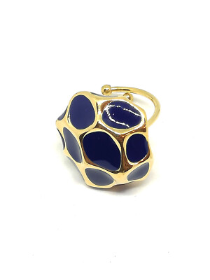 Pilzring - Edelstahl - Damenschmuck - verstellbar - blau vergoldet