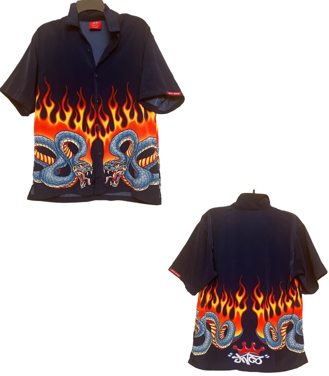 トップス 00s JNCO JEANS dragon tee y2k sk8 JNCO Jeans T Shirt Mens XL Navy Blue Long Sleeve Dragon Y2K