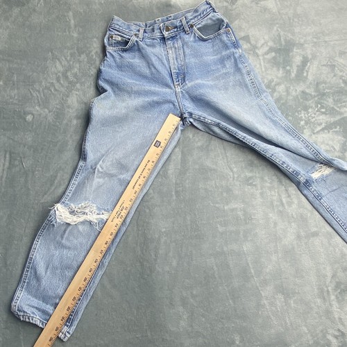 Vintage Lee Jeans Size 11 Pet Faded Whiskered Straight Leg Blue Pants Made USA - Picture 7 of 12