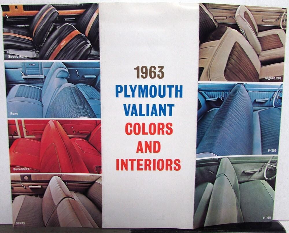 1963 Plymouth & Valiant Dealer Brochure Interior Exterior Color Options Paint