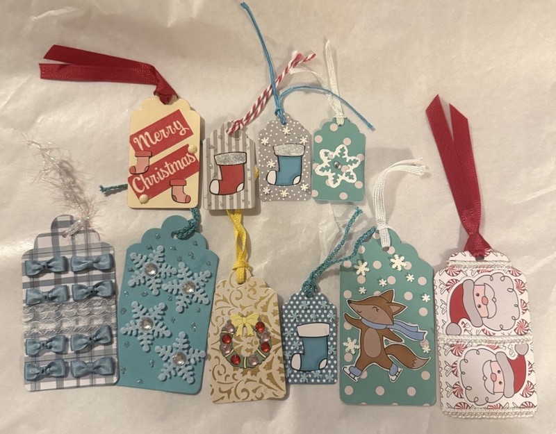 10 Individual Handmade Christmas Tags