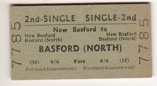 Railway Ticket BTC(M) New Basford Basford (North) 1964