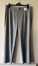 M&S Straight Leg High Rise Trousers Houndstooth Smart Pull On Plus Size 20 Long
