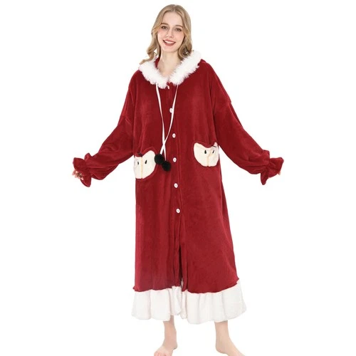 Oversized Velvet Wearable Hoodie Blanket with Pockets Christmas Robe Jumper