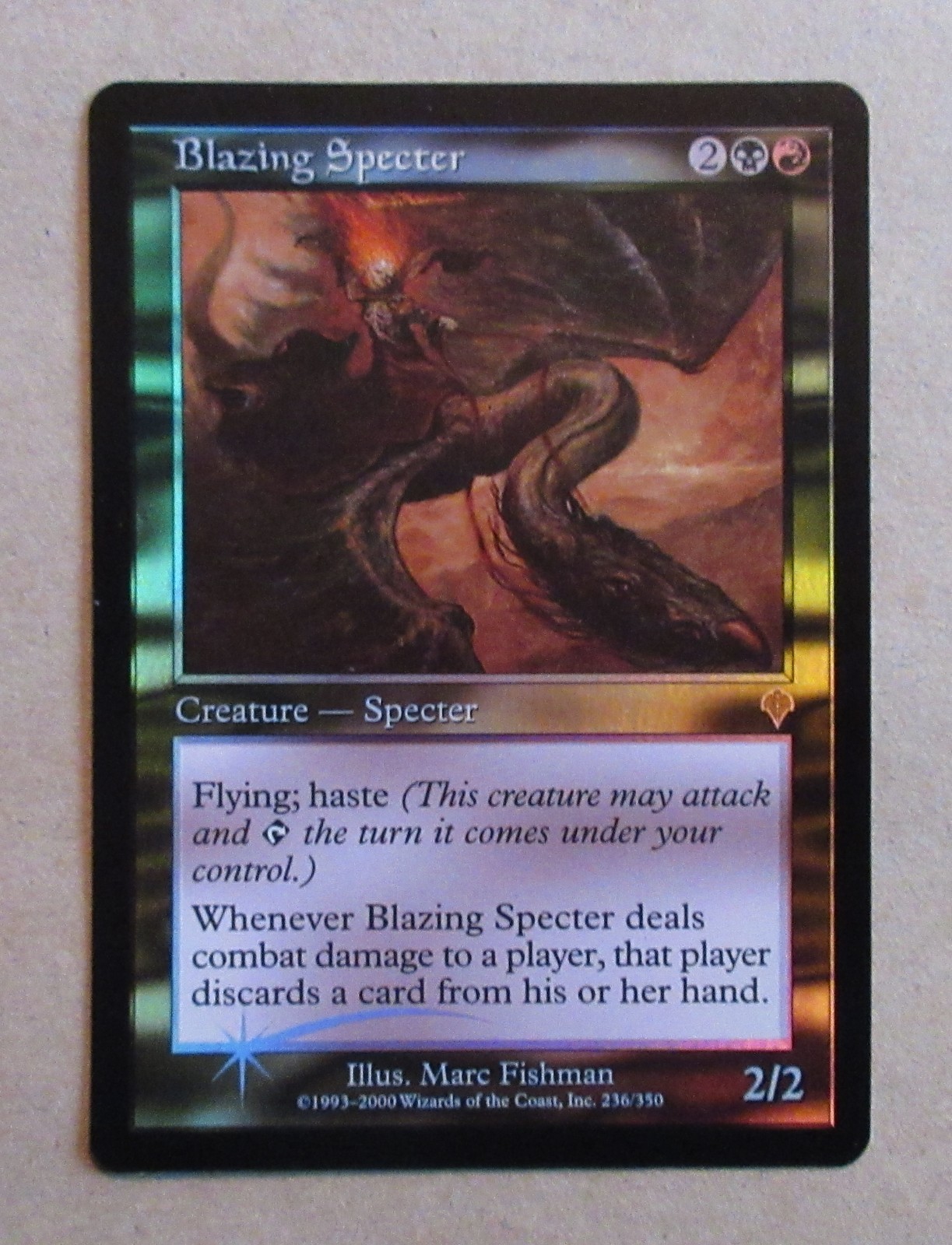 MTG (1) FOIL BLAZING SPECTER, INVASION, NEAR MINT
