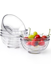 NUTRIUPS 4.3 Inch Small Glass Bowls, 14oz Glass Dessert Bowl Set, 6 Pack, 300ML