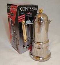VEV VIGANO KONTESSA Caffettiera Espresso Piano Cottura Inox e 24kt GP Italia Vintage