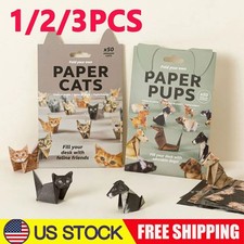 DIY Paper Cats - 50 Sheets DIY Origami Paper to Fold Cute Animal Cat Figures Set