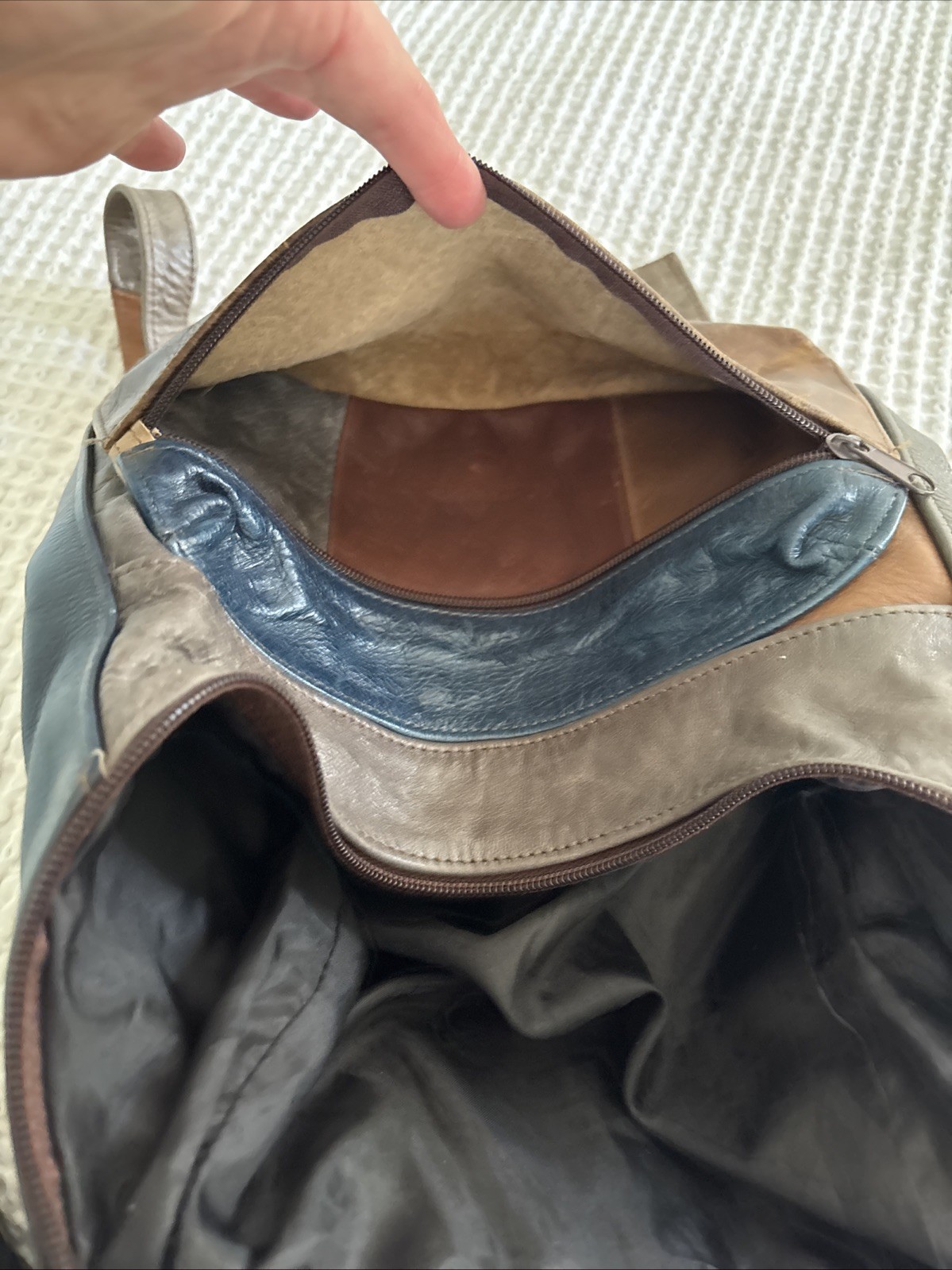 Leather Patchwork, Sling Or Backpack. Handmade - image 4