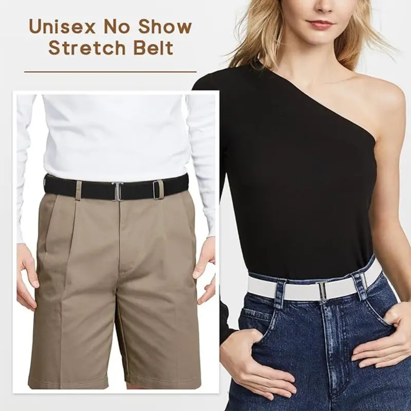 Invisible Belt Elastic Women Stretch Belts Flat Buckle for  display picture 2