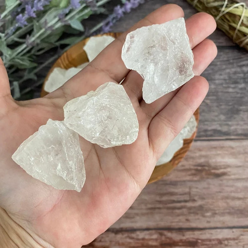 3pcs Natural Raw Rough Clear Quartz Stone Crown Charka Crystal Chunks Specim