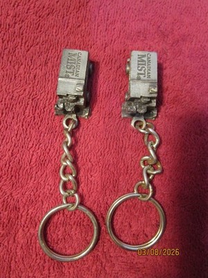 Lot of 2 Pewter CANADIAN MIST Whiskey Advert Hockey Zamboni Keychain Keyring