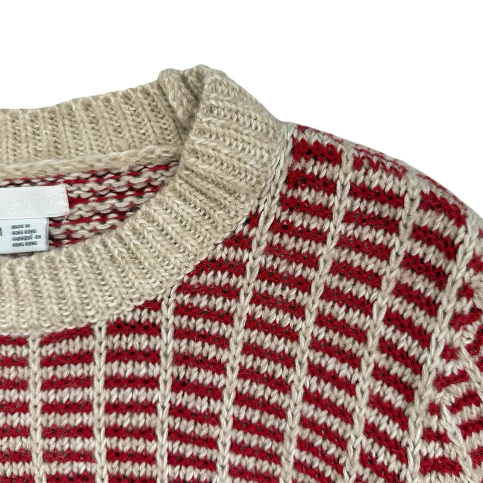 Wool Knit Cropped Sweater Womens Medium Urban Outfitters Retro Stripe Winter  - Image 2 of 4
