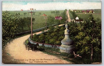 Historical Jug Bridge Monocacy River Near Frederick Maryland MD c1910 Postcard