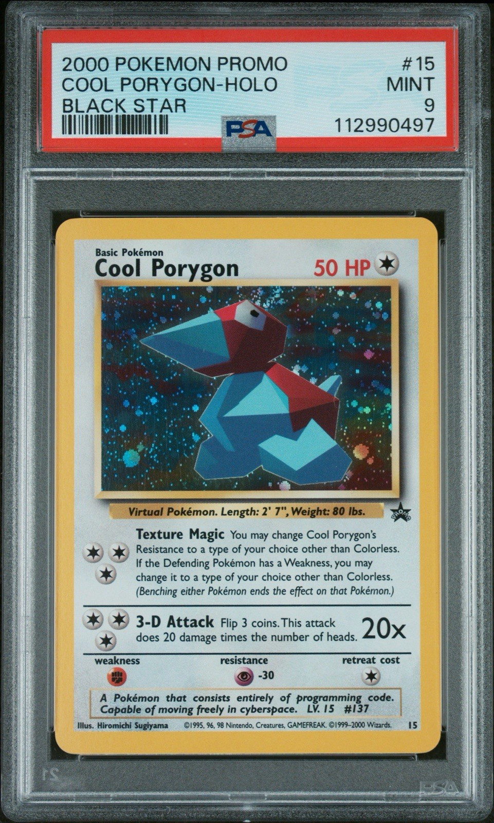 PSA 9  2000 POKEMON PROMO BLACK STAR #15 COOL PORYGON-HOLO BLACK STAR