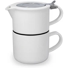 FORLIFE Tea for One with Infuser, 14 ounces, White