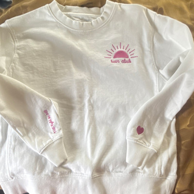 iscream x THEME Girls Pullover Sweatshirt Large Graphic Heart White