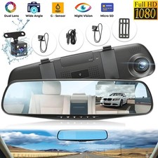 1080P HD Rearview Mirror Car DVR Dual Dash Cam Camera Front Rear Video Recorder