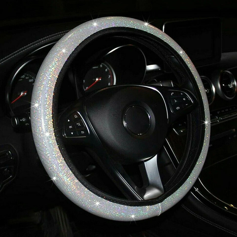 1 pieza Cubierta Volante Coche Brillo Brillante Transpirable Antideslizante Protector Decoración Foto 3 de 4