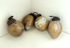 Creative Co-Op 4 Vintage Distress Look Mercury Glass Ornaments Marbled Taupe 1"