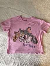 TOM AND JERRY Kids Pink Tshirt Xs Cartoon Network Graphic Tee Short Sleeve