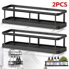 2Pcs No-Drill Bathroom Shelf Shower Corner Rack Wall Mounted Storage Organizer