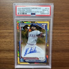 GEM 2024 Bowman 1st Chrome SAPPHIRE GOLD AUTO/50 Emiliano Teodo Rangers PSA 10