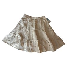 Cat Jack Girls XS Cream Tiered Cotton Skirt Soft Lightweight Elastic Waist