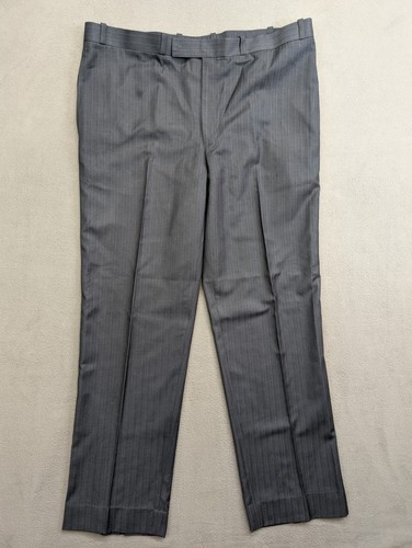 Hugo Boss 2 Piece Suit 46L Charcoal Gray Striped Flat Front Pants 42x34 Bespoke - Picture 10 of 12