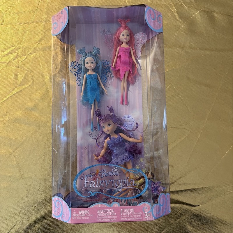 2005 Barbie Fairytopia 4-Fairies Wingdom Pink Blue Purp Gold 4 Mini Fairies RARE