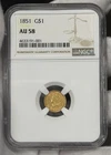 1851-P Liberty Head Gold Dollar $1 NGC AU58 Type 1 Philadelphia Mint Gold Coin