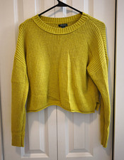 Wild Fable Yellow Rib-Knit Crew Neck Raglan Long Sleeve Pullover Sweater M
