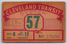 Cleveland Transit System 1946 Weekly Pass Ohio Vintage Design (#49)