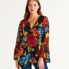 Show Me Your Mumu Perveen Pirate Dark Floral Tunic Dress XS Fairy Boho Oversized