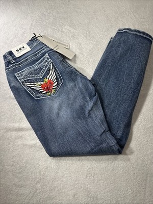 Sky Junior s Premium Low Rise Boot Cut Design Studded Pocket Jeans 13/31 NEW