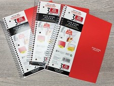 Lot of 3 Red Five Star Spiral 3 Subject Wide Ruled Notebooks